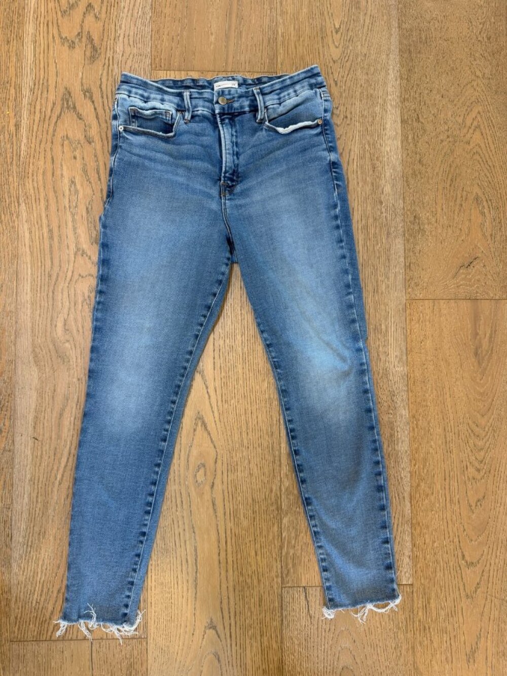 Good American Soft Tech Good Legs Skinny Jeans Frayed Hem Size 12/31